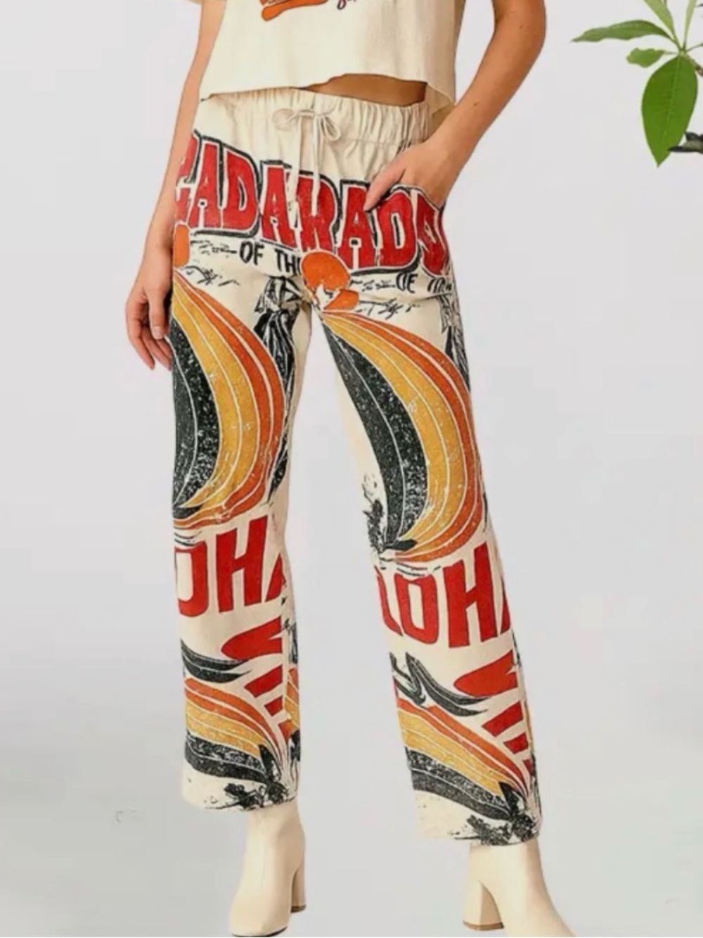 NEW Vintage Sack "Aloha Paradise" Flour Sack Wide-Leg Pants